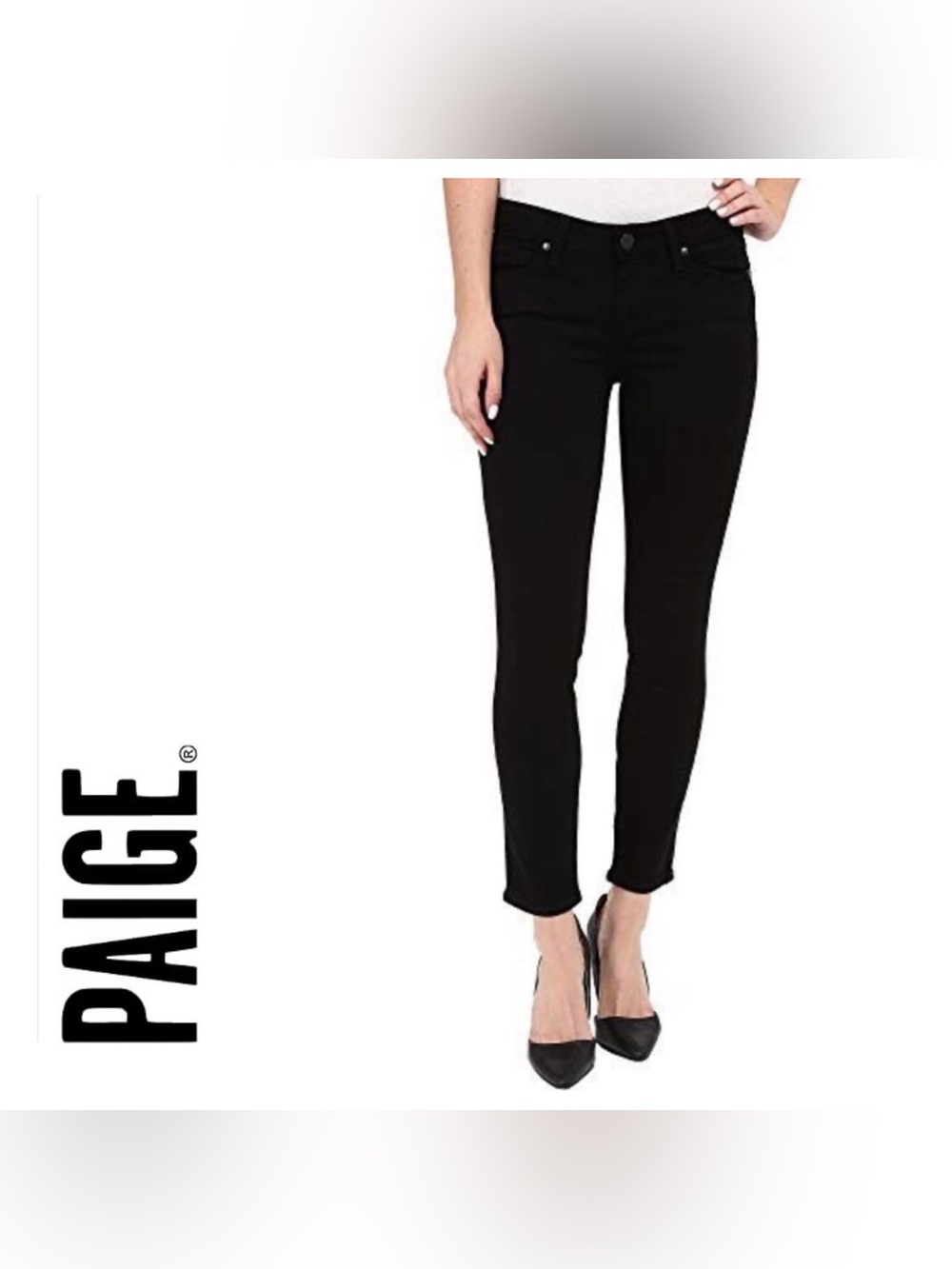 PAIGE Verdugo Crop in Black Overdye Cropped Slim Ankle Jeans Size 26